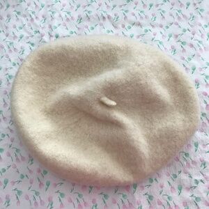 FRAAS Solid Ivory White French Beret Hat Wool Blend